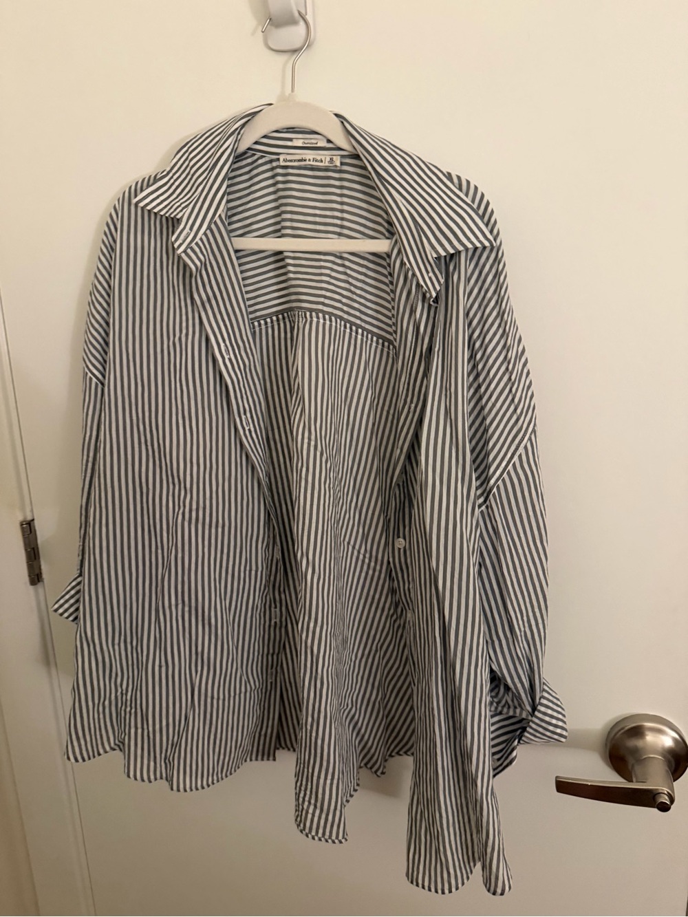 Abercrombie Striped Button-Up Shirt in Blue and White
